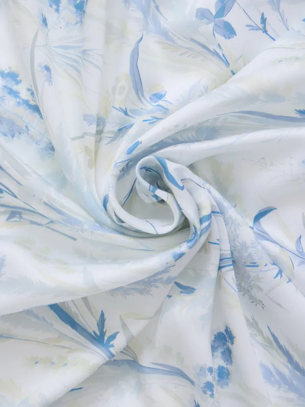 КПБ евро, тенсель 300 ТС, бело-голубой, Полевые цветы, Tencel, image-5