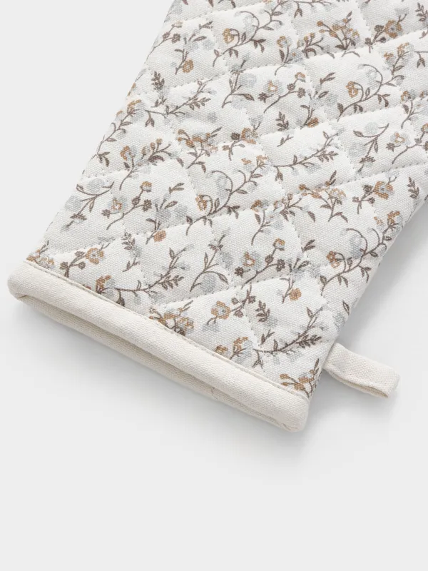 Прихватка-варежка, 17x33 см, хлопок, молочная, Винтажные цветы, La flore, image-2