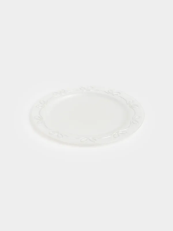 Тарелка закусочная, 21 см, стекло, белая, Банты, Bows pattern, image-4