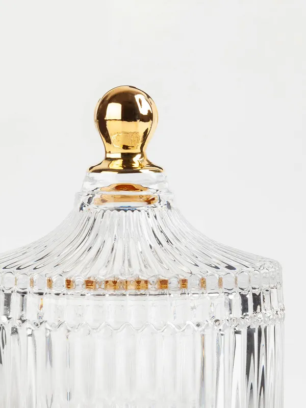 Емкость для хранения, 10х12 см, 210 мл, стекло Р, с золотистой ручкой, Selene, image-3