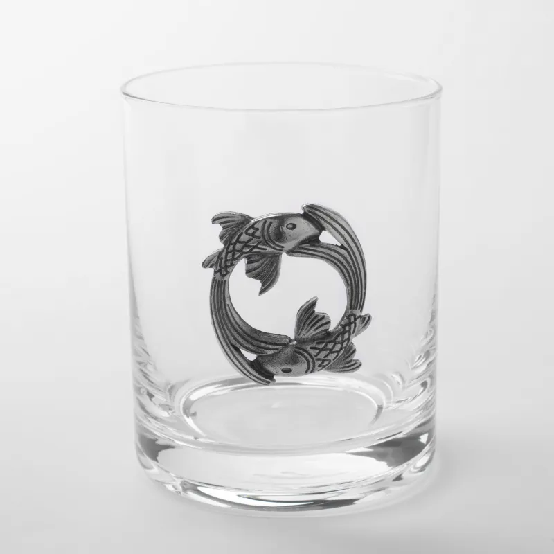 Стакан для виски, 10 см, 340 мл, стекло/металл, серебристый, Рыбы, Zodiac, image-0