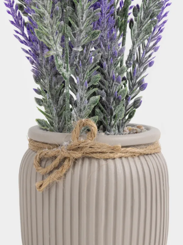 Растение искусственное, 26 см, в горшке, пластик/цемент, Лаванда, Lavender, image-1