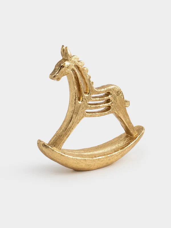 Статуэтка, 26 см, полирезин, золотистая, Лошадка-качалка, Horse gold, image-3