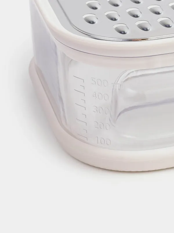 Терка, 14х14 см, с контейнером, сталь/пластик, молочная, Soft kitchen, image-3