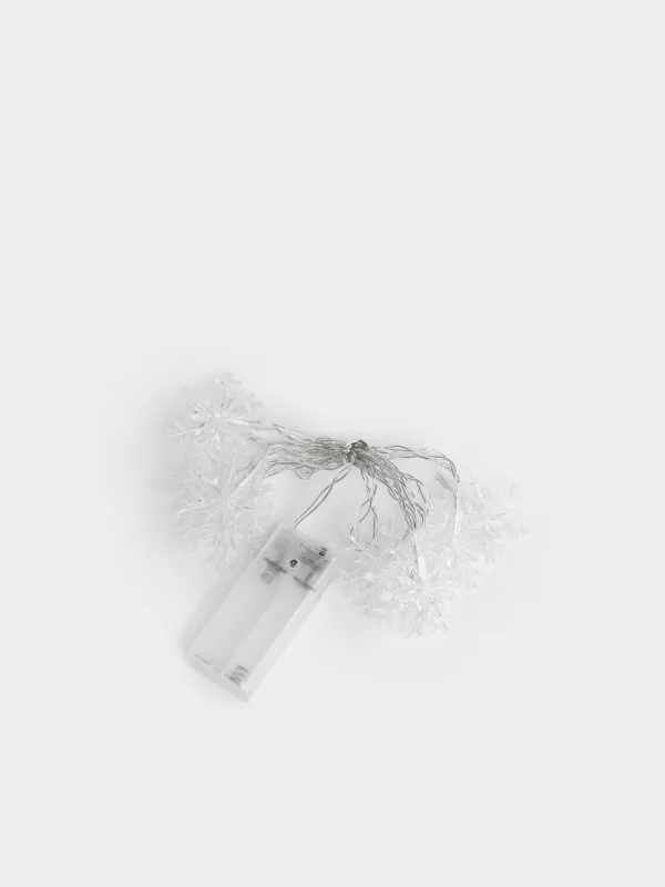 Гирлянда декоративная, 95 см, с подсветкой, 10 ламп, Снежинки, Christmas, image-4