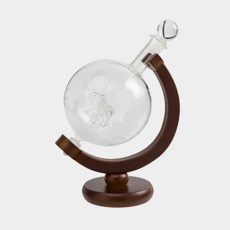Графин, 650 мл, на подставке, стекло/дерево, Глобус с лосем, Bar, image-0