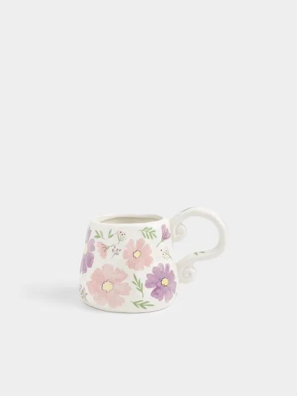 Кружка, 420 мл, керамика D, молочная, Цветы, Crumple flower, image-0