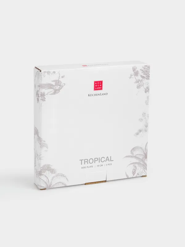 Тарелка закусочная, 19 см, 2 шт, фарфор P, бело-бежевая, Джунгли, Tropical, image-6