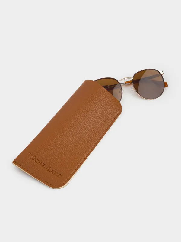 Футляр для очков, 18x8 см, полиуретан, коричневый, Memo, image-4