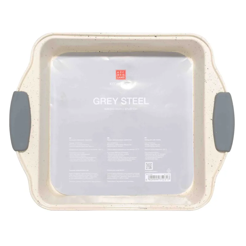Форма для запекания, 27х22 см, с покрытием, сталь/силикон, прямоугольная, серая, Resto, image-3