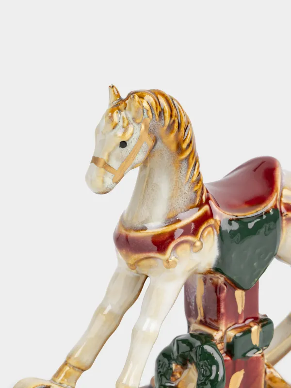 Статуэтка, 13 см, керамика, Лошадка-качалка с подарками, Christmas miracle classic, image-2