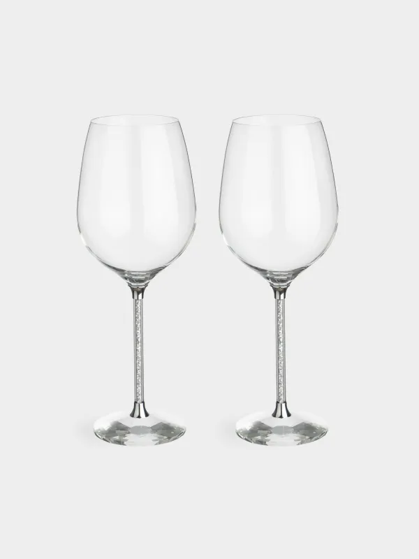 Бокал для вина, 2 шт, со стразами, Серебристые кристаллы, Diamond, image-0