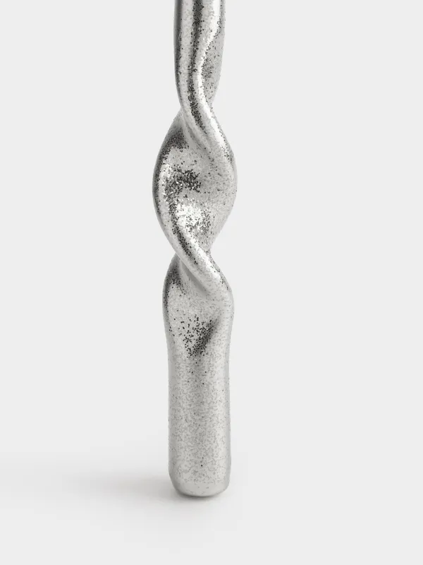 Свеча, 25 см, 2 шт, тонкая, с блестками, серебристая, Спираль, Spiral shape, image-2