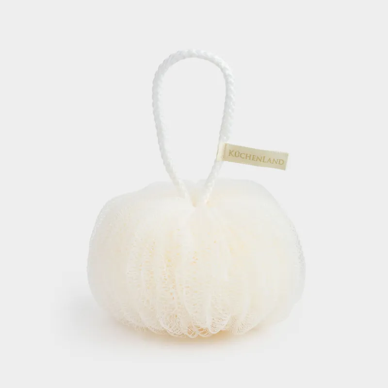 Мочалка для мытья тела, 13 см, полиэтилен, молочная, Бант, Unique spa