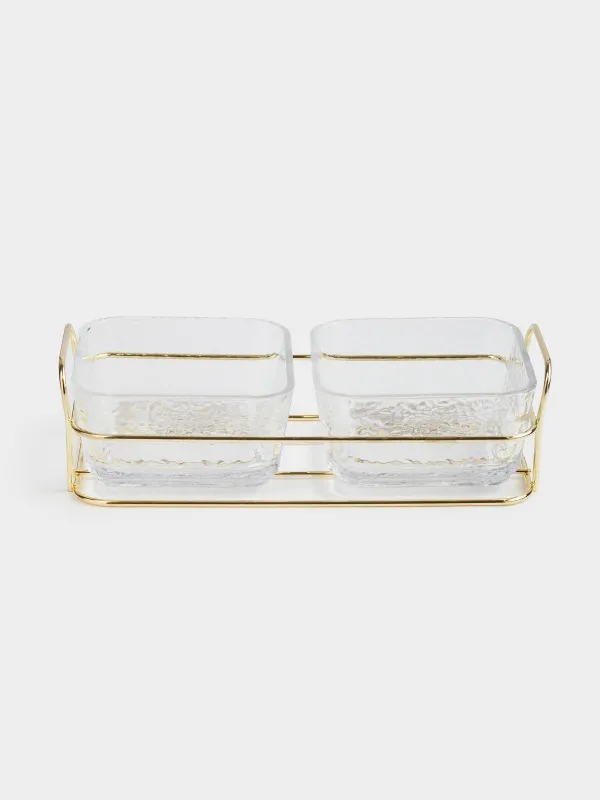 Набор для закусок, на подставке, Twist gold, image-1