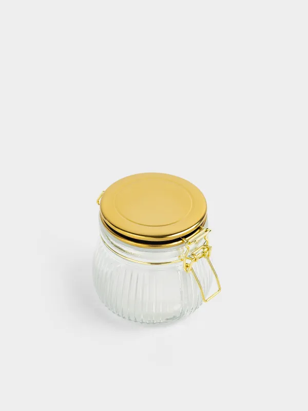 Банка для сыпучих продуктов, 500 мл, клипса, Ribby gold, image-2
