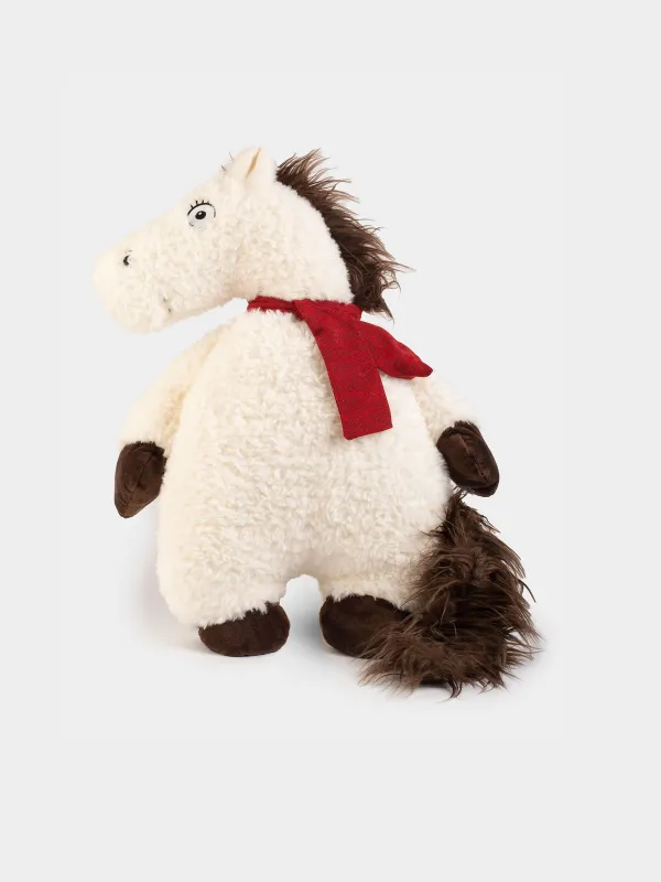 Подушка декоративная, 53х27 см, плюш, молочная, Лошадь, Horse cute, image-0