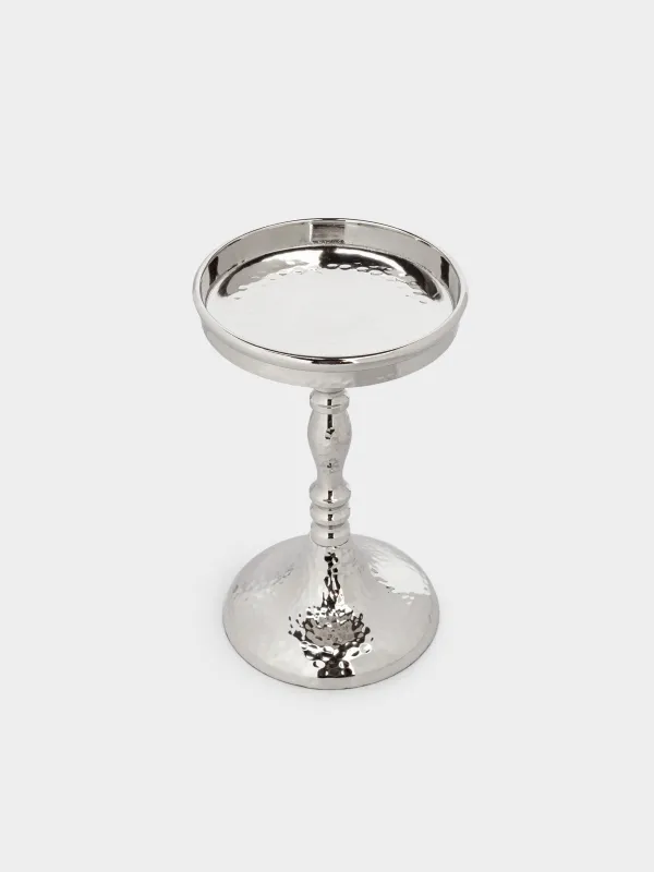Подсвечник, 32 см, для одной свечи, на ножке, стекло/металл, серебристый, Кракелюр, Fantastic Ice, image-2