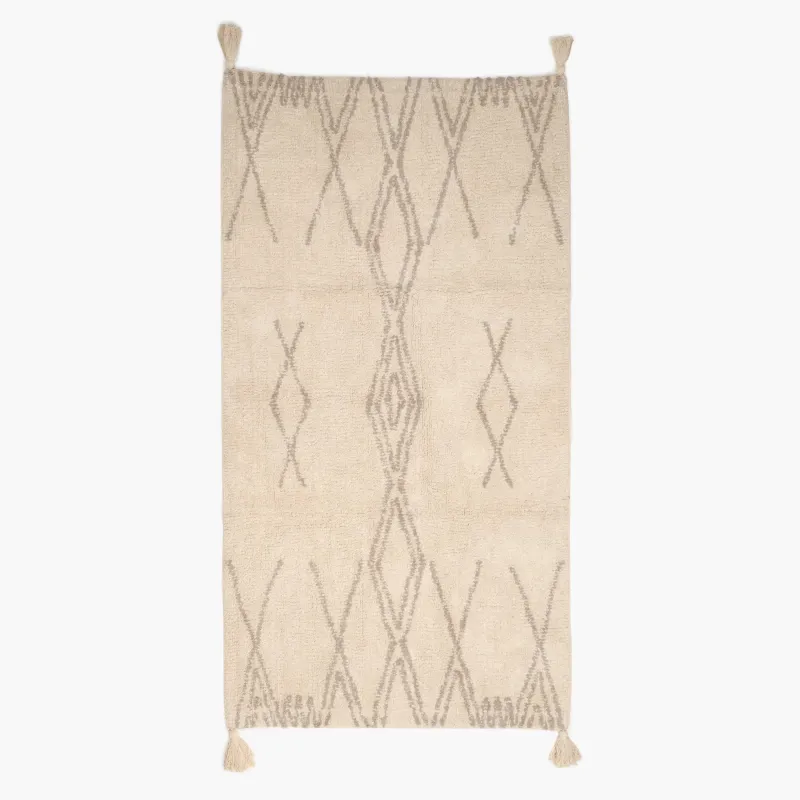 Коврик, 80x150 см, с кисточками, хлопок, песочный, Ромбы, Rhombic