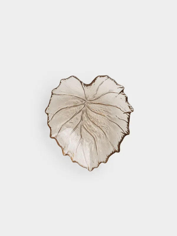 Блюдо, 16х14х2 см, стекло, зеленое, Лист, Leaves, image-3