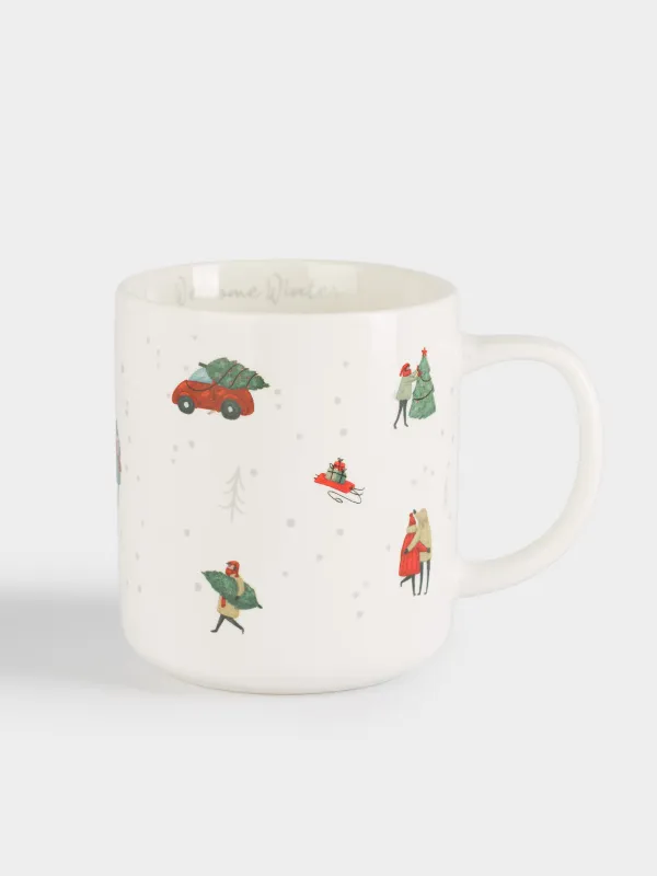 Кружка, 430 мл, фарфор N, белая, Зимние каникулы, Holiday mood, image-0