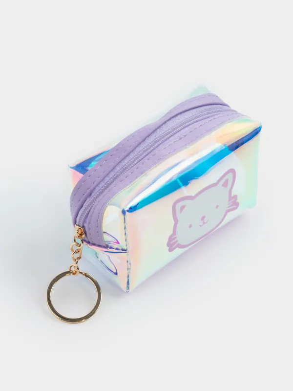 Брелок-кошелек, 10х6 см, детский, полиуретан, голография, Кот, Cat, image-2