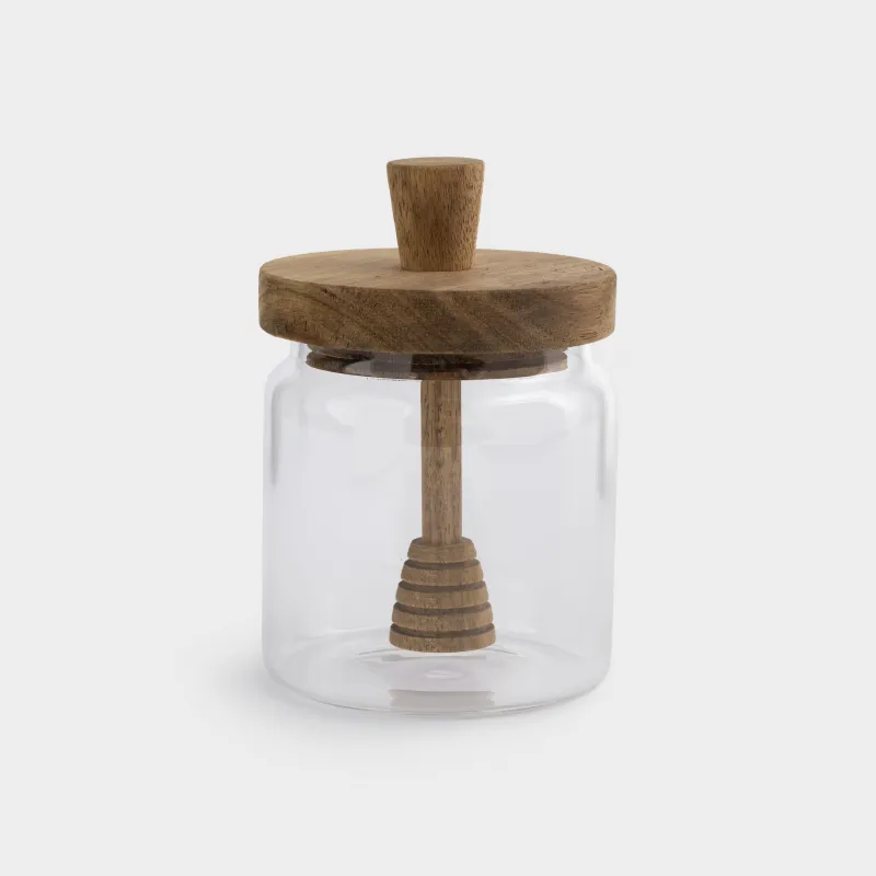 Банка для меда, 400 мл, с ложкой, стекло Б/дерево, Noble tree