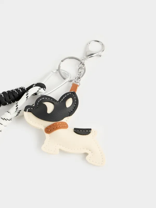 Брелок, 28 см, полиуретан/металл, бело-черный, Собачка, Keychain toy, image-1