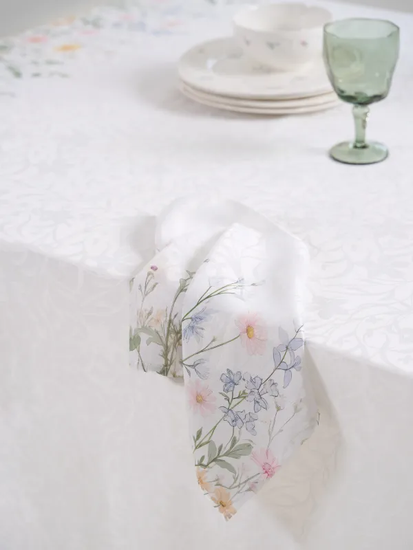 Салфетка под приборы, 30х45 см, жаккард, полиэстер, молочная, Полевые цветы, Petals serenity, image-6