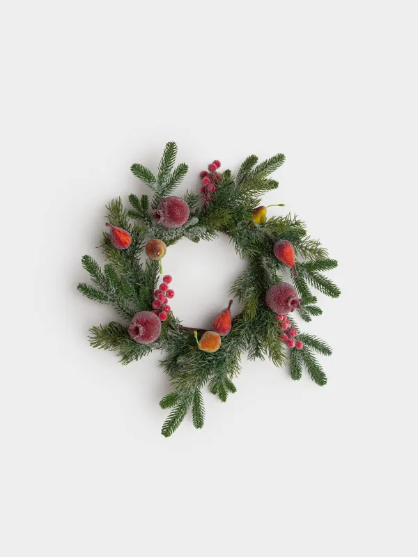 Венок рождественский, 40 см, Фрукты и ягоды, Conifer fruit, image-0