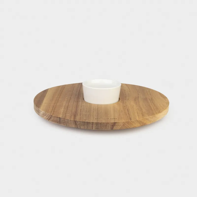 Блюдо для закусок, 30 см, с пиалой, вращающееся, дерево/фарфор P, Noble tree