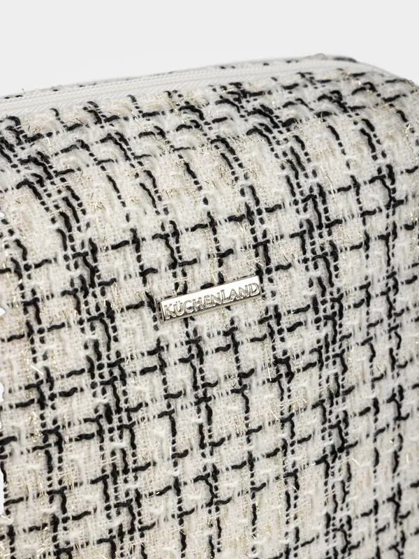 Косметичка, 26х19 см, твид, черно-белая, Wenal, image-1