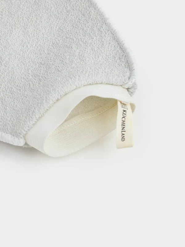 Мочалка-варежка для мытья тела, 20х16 см, нейлон/хлопок, серо-голубая, Unique spa, image-3