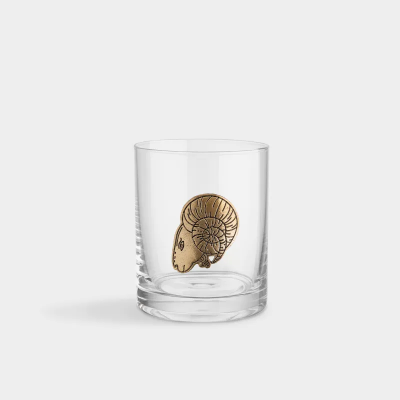 Стакан для виски, 10 см, 340 мл, стекло/металл, золотистый, Овен, Zodiac