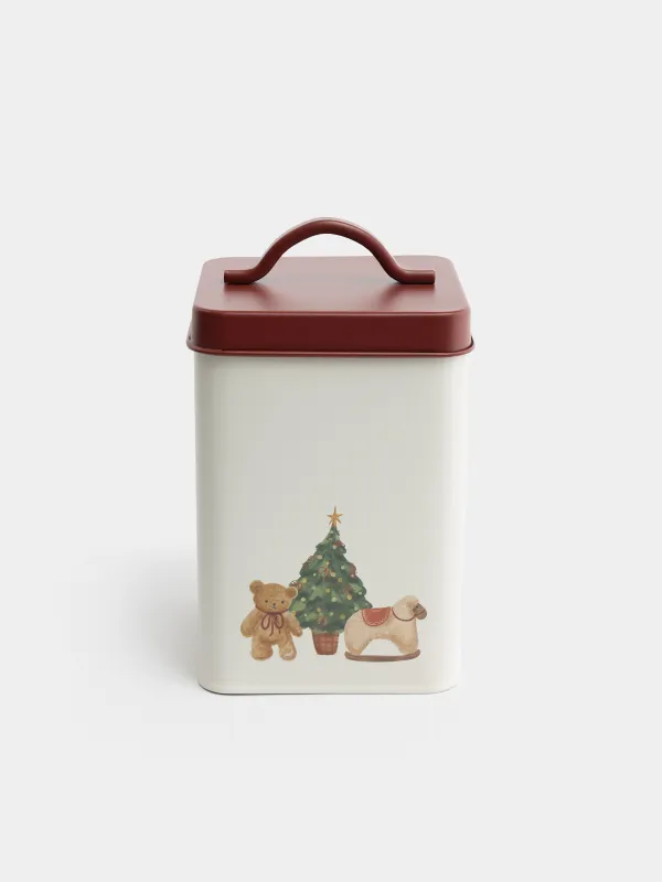 Банка для сыпучих продуктов, 1,1 л, Мишка и овечка, Christmas lamb, image-0