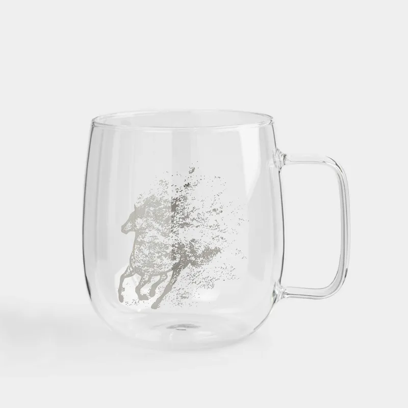 Кружка, 700 мл, стекло Б, серебристая, Лошади, Horse silver