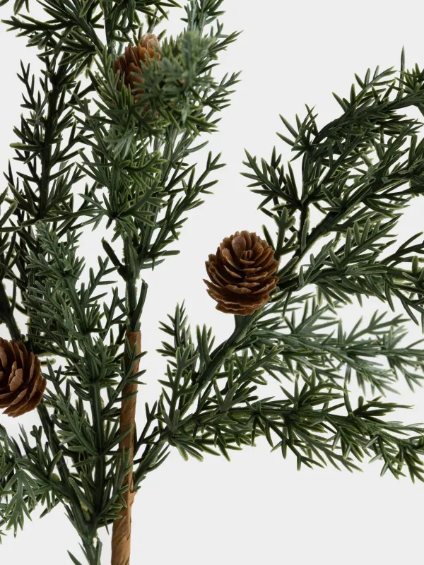 Ветка декоративная, 45 см, Хвоя с шишками, Conifer decor, image-1