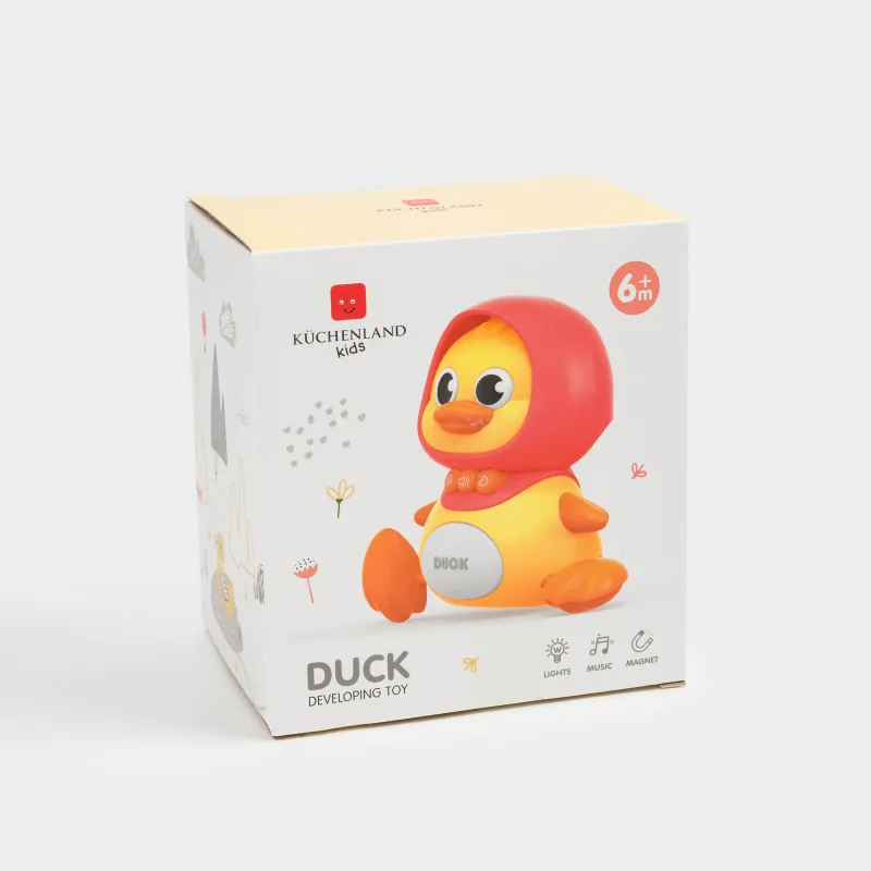 Игрушка развивающая, магнитная, 14 см, музыкальная, с подсветкой, пластик, желтая, Утка, Duck yellow, image-5