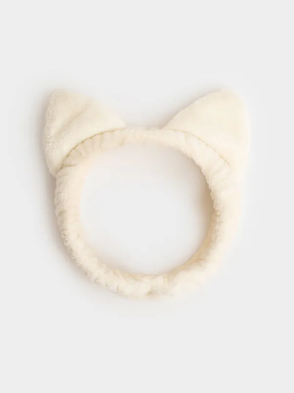 Повязка для волос, 12 см, детская, полиэстер, бежевая, Кот, Cat