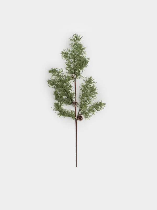 Ветка декоративная, 96 см, Заснеженная хвоя с шишками, Conifer decor, image-0