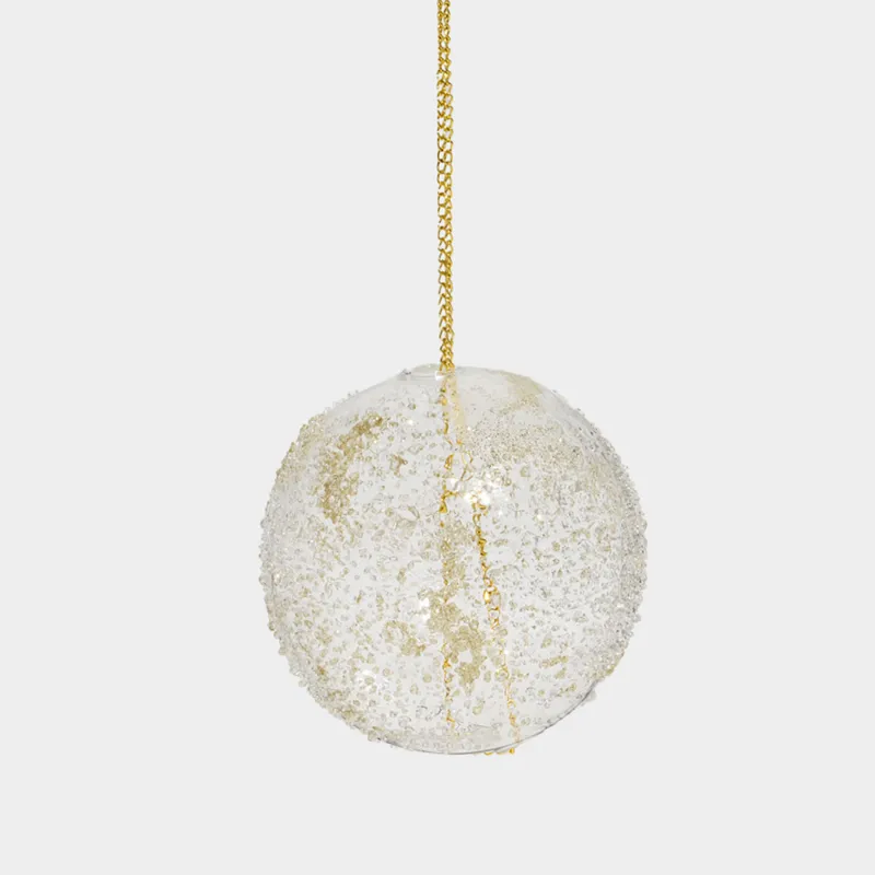 Игрушка елочная, 8х23 см, стекло, с блестками, шампань, Шар с изморозью, Ball sparkle