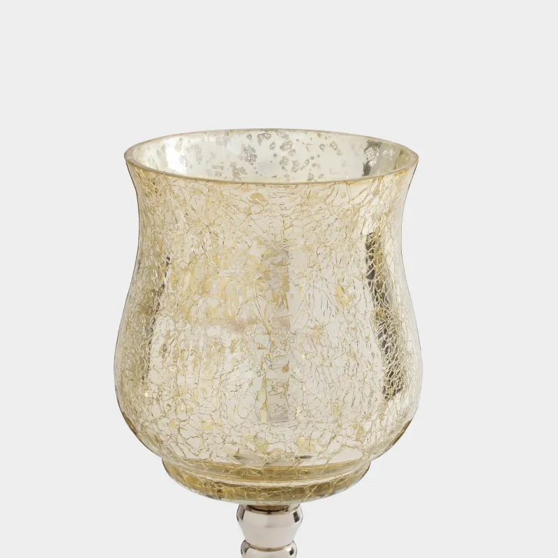 Подсвечник, 23 см, для чайной свечи, на ножке, стекло/металл, шампань, Fantastic, image-3