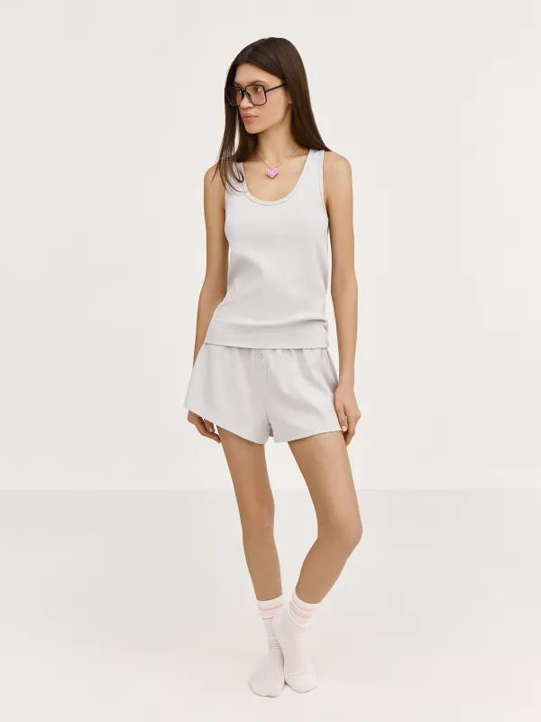 Костюм женский, с шортами, хлопок/эластан, светло-серый, Katniss, image-1
