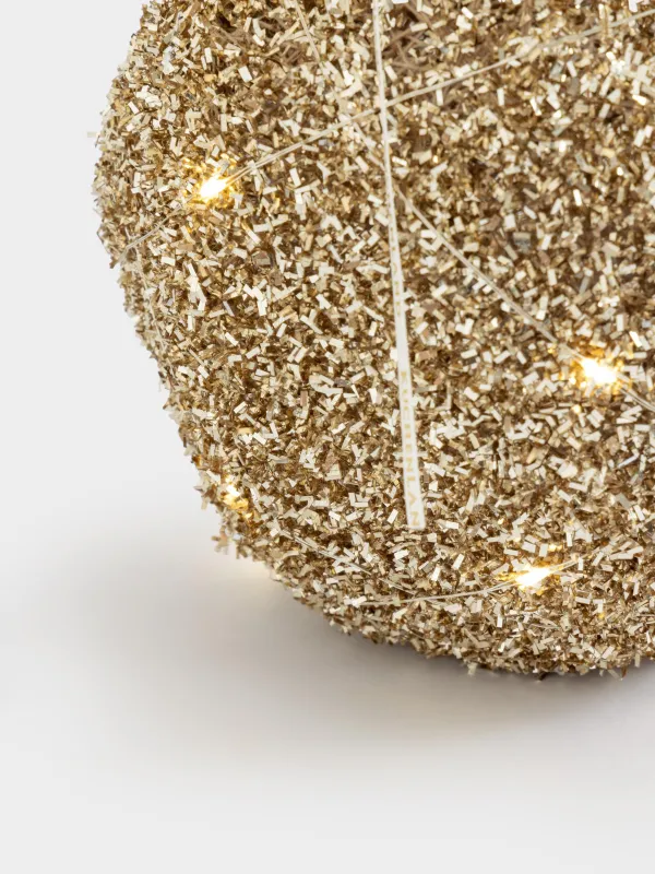 Статуэтка с подсветкой, 20 см, полиэстер/металл, шампань, Елочный шар с блестками, Frosty sparks, image-2