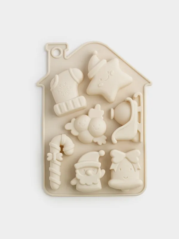 Форма для выпечки кексов, 21х16 см, 7 отд, силикон, молочная, Дом, Bakery, image-0