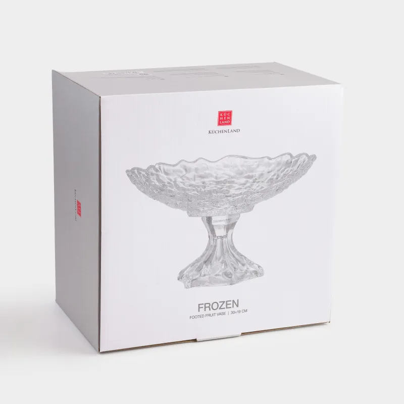 Ваза для фруктов, 30x19 см, на ножке, стекло Р, Frozen, image-4