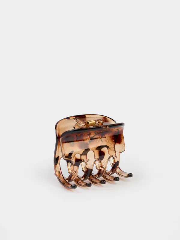 Заколка для волос, 7 см, пластик, коричневая, Крабик, Glam, image-0