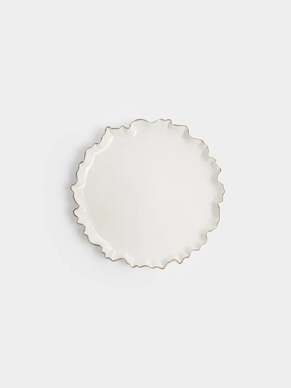 Тарелка обеденная, 25 см, Мятый эффект, Crumple gold, image-0