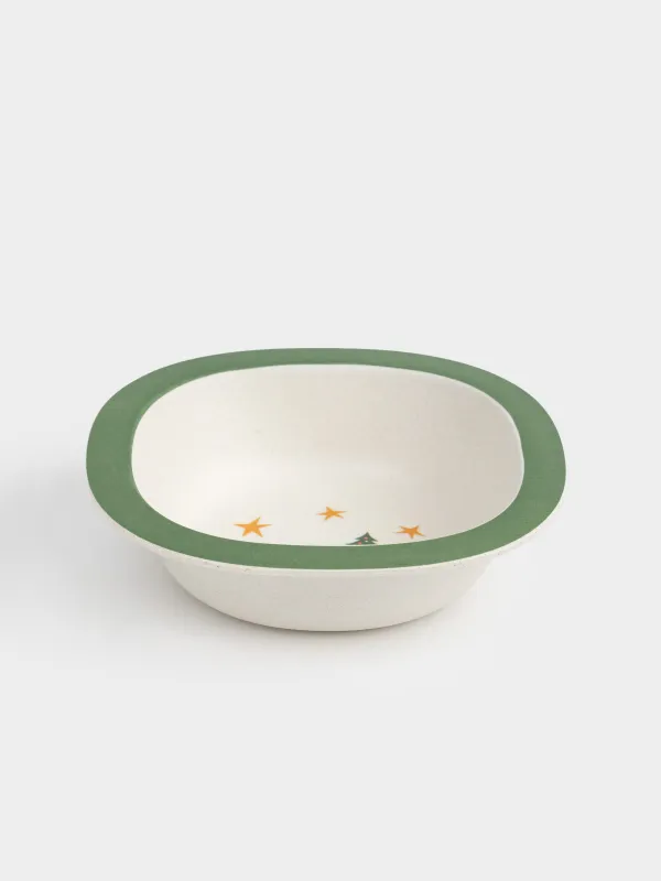 Тарелка суповая, детская, 14х4 см, бамбук, зеленая, Лошадка с елкой, Little horse, image-3