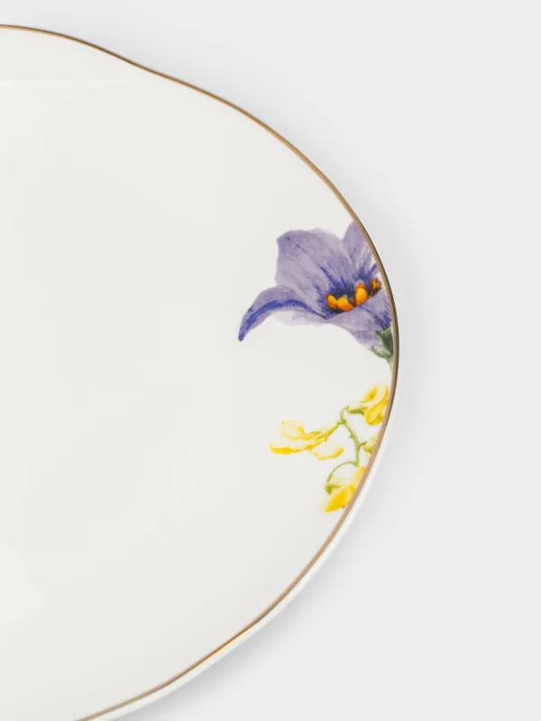 Тарелка закусочная, 22 см, фарфор N, белая, с золотистым кантом, Цветы, Night flower, image-3